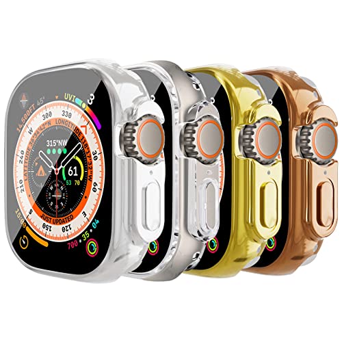 4 Stück Hülle Kompatibel mit Apple Watch Series Ultra 49mm mit Displayschutz,360° Rundum Gehäuse Kratzfeste TPU Schutzhülle für iWatch Series Ultra 49mm,Silber+Transparent+Gold+Rosengold 4 Stück Hülle Kompatibel mit Apple Watch Series Ultra 49mm mit Displayschutz,360° Rundum Gehäuse Kratzfeste TPU Schutzhülle für iWatch Series Ultra 49mm,Silber+Transparent+Gold+Rosengold von SOLOLUP