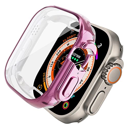 SOLOLUP Gehäuse mit Gehärtetem Glas Displayschutz für Apple Watch Ultra 49mm, Kratzfeste TPU-Schutzhülle für iWatch Series 8 Ultra,Rosa von SOLOLUP