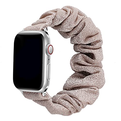 Scrunchie Strap kompatibel für Apple Watch Band 49mm 45mm 41mm 44mm 40mm 42mm 38mm, Elastisches Nylon-Damenarmband für iwatch Ultra Series 8 7 6 SE 5 4 3 2 1, 42/44/45/49mm-L, Kurkuma-Gold von SOLOLUP