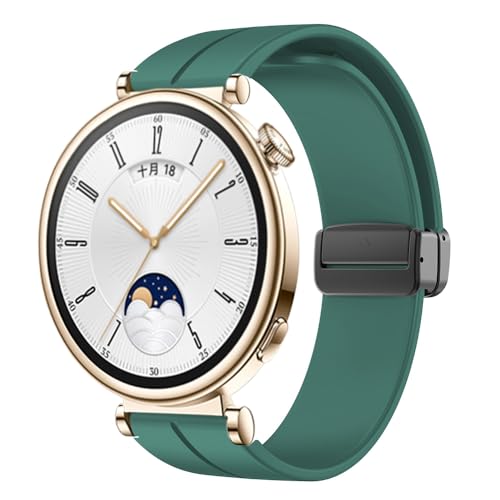 Silicon Armband für Huawei Watch GT 4 41mm Armband Damen Herren，Weiches Silikon-Sportarmband Verstellbares Atmungsaktiv Ersatzarmband mit Magnetverschluss für Huawei Watch GT 4 41mm Armbänder，grün von SOLOLUP