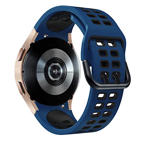 Sportarmband kompatibel für Samsung Galaxy Watch 5 & 4 44 mm 40 mm/Galaxy Watch 5 Pro 45 mm/4 Classic 46 mm 42 mm, kein Lückenarmband, weiches Silikon, 20 mm Band, Mitternachtsblau Schwarz von SOLOLUP