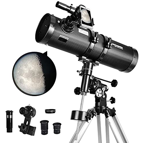 Teleskop 130EQ Newton-Reflektor teleskope für Erwachsene, professionelle Teleskope für Erwachsene Astronomie, kommt mit 1,5X Barlow-Linse Smartphone-Adapter & 13% T Mondfilter von SOLOMARK