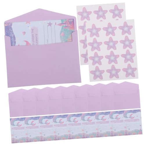 SOLUSTRE 1 Set Meerjungfrau Einladungskarte Eingeladen Geburtstagseinladungskarten Geburtstagseinladungen Grußkarte Organizer Partyeinladungskarte Malerei Grußkartenpapier von SOLUSTRE