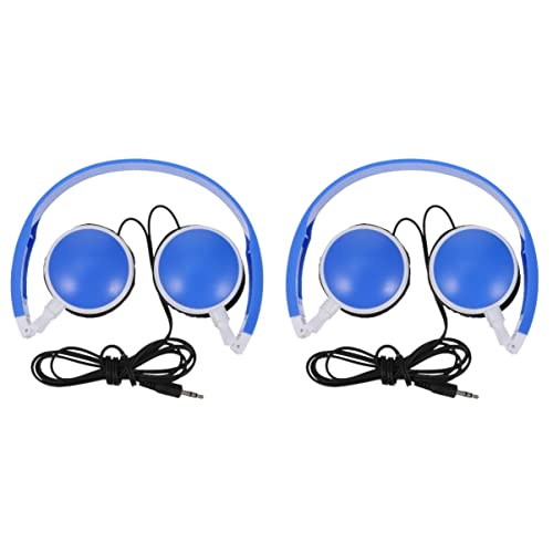 SOLUSTRE 2 Stücke Kopfhörer Kopf für Ohr auf Sound ädchen Computer Kinder Stereo Reise Kleinkind Kinder Blau Ohrenschützer Kind Faltbar Jungen Kopfhörer Schüler Schule Musik Laptop von SOLUSTRE