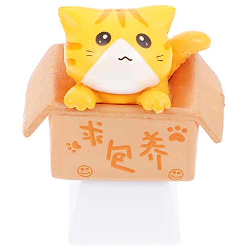 SOLUSTRE Cat Keycap ESC Keycaps DIY Cartoon Anime Keycap Ersatz Unterbeleuchtung Keycaps für Mechanische Tastatur Schlüsselkappe Dekorationen Orange von SOLUSTRE