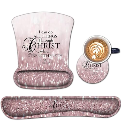 Mauspad, Handgelenkstütze und Memory-Schaum-Tastatur-Handgelenkauflage-Set, ergonomisches Gel-Mauspad für Computer, Laptop, Schreibtischunterlage mit rutschfester PU-Basis, rosa Philipper 4:13 Muster Mauspad, Handgelenkstütze und Memory-Schaum-Tastatur-Handgelenkauflage-Set, ergonomisches Gel-Mauspad für Computer, Laptop, Schreibtischunterlage mit rutschfester PU-Basis, rosa Philipper 4:13 Muster von SOMFUAKA