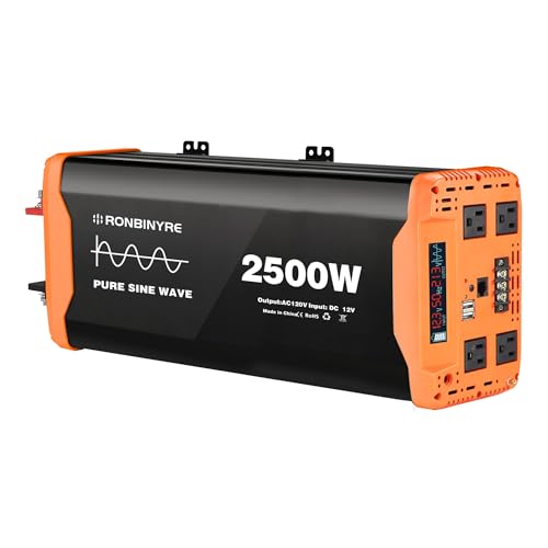 SOMKB Reiner Sinuswellen-Wechselrichter, 1500 W, 2000 W, 2500 W, 3000 W, 12 V DC/24 V DC auf 220 V Wechselstrom, mit WLAN, intelligentes LCD-Display (optional). Doppelventilatoren (2500 W) von SOMKB