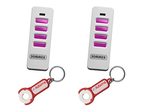 Sommer Handsender Pearl 4018 868Mhz SOMloq2 (Weiss/Pink 2er Pack) + 1 Stück ADAMS Schlüsselanhänger/Einkaufschip von SOMMER