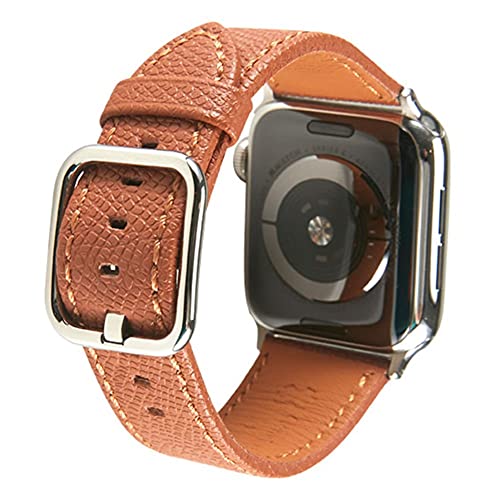 SONAMU New York Epsom Lederarmband, kompatibel mit Apple Watch, 38 mm bis 45 mm, Premium-Lederband, quadratische Schnalle, kompatibel mit iWatch Serie 7, 6, 5, 4, 3, 2, 1 (Kamel, 41 mm/40 mm/38 mm) von SONAMU New York