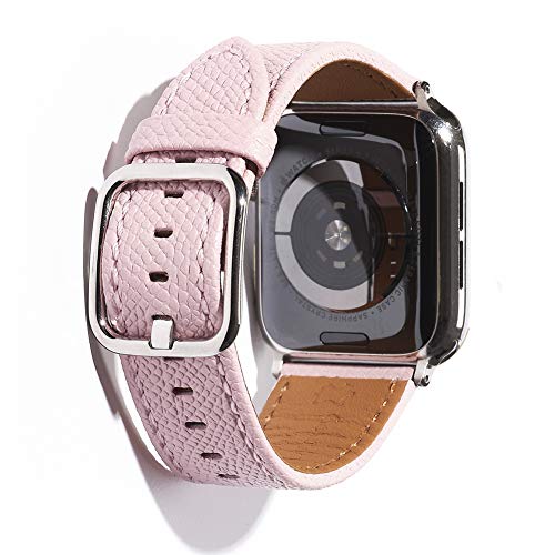 SONAMU New York Premium Epsom Ersatz-Uhrenarmband aus Leder mit quadratischer Schnalle, kompatibel mit Watch Series 8 7 6 5 4 3 2 1 SE, 38 mm bis 49 mm (Rose Pink, 49 mm/45 mm/44 mm/42 mm) von SONAMU New York