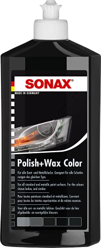 SONAX Polish+Wax Color (500 ml) moyennement abrasif à la cire de carnauba avec pigments de couleur noir | Réf: 02960000-810 von SONAX