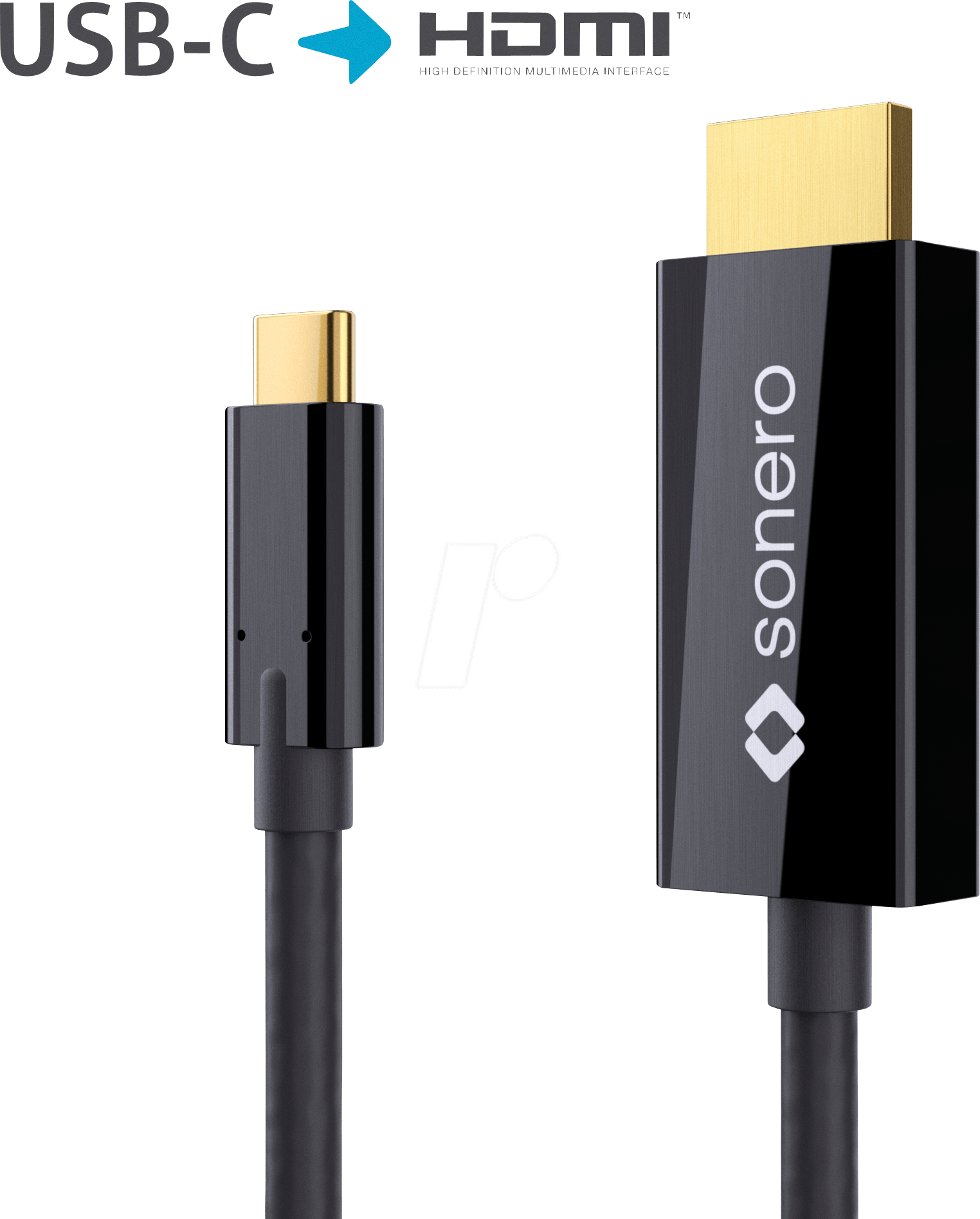 SON X-UCC010-010 - USB C Stecker auf HDMI Kabel, DP Mode, 4K60 , 1 m, schwarz von SONERO