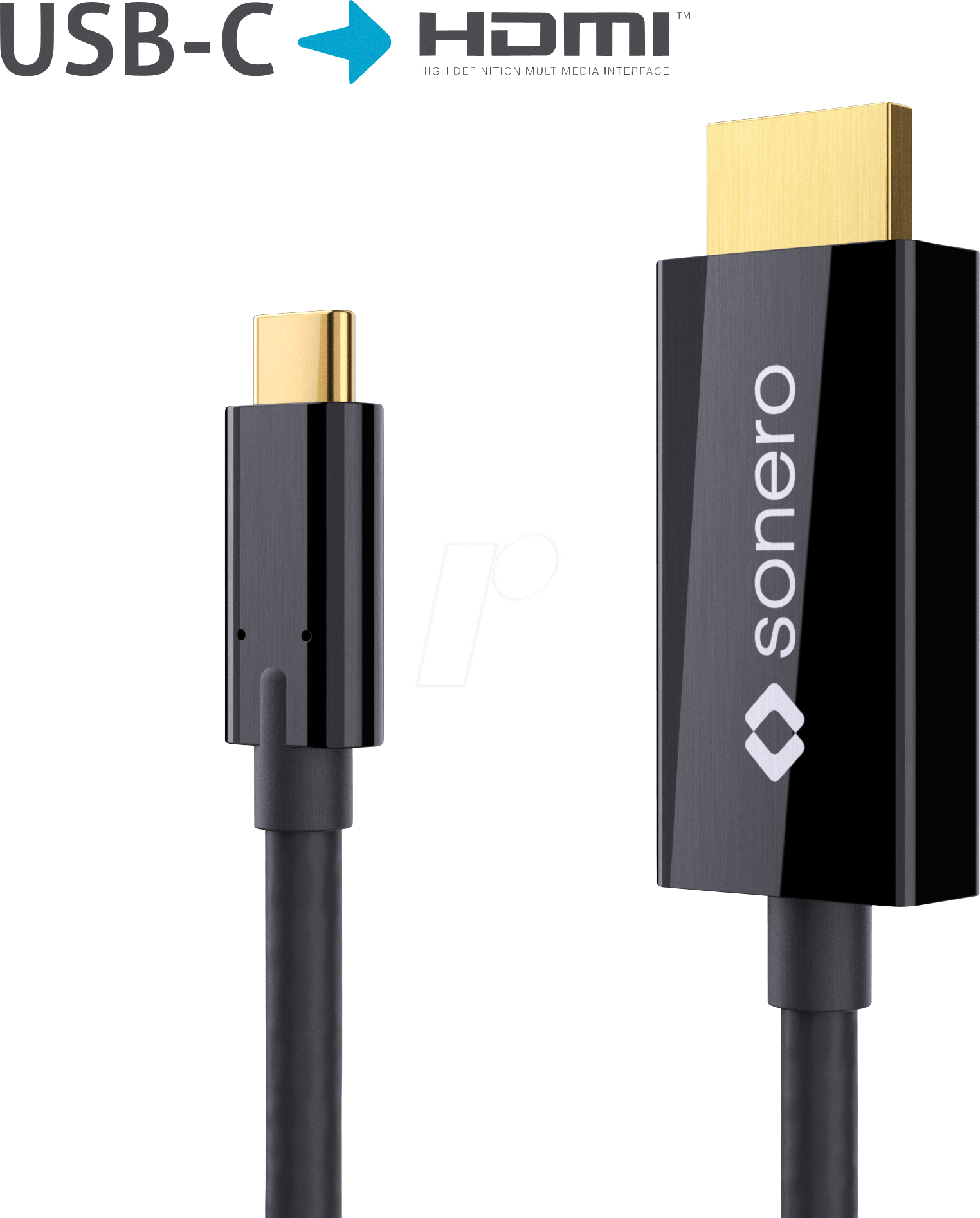 SON X-UCC010-015 - USB C Stecker auf HDMI Kabel, DP Mode, 4K60 , 1,5 m, schwarz von SONERO