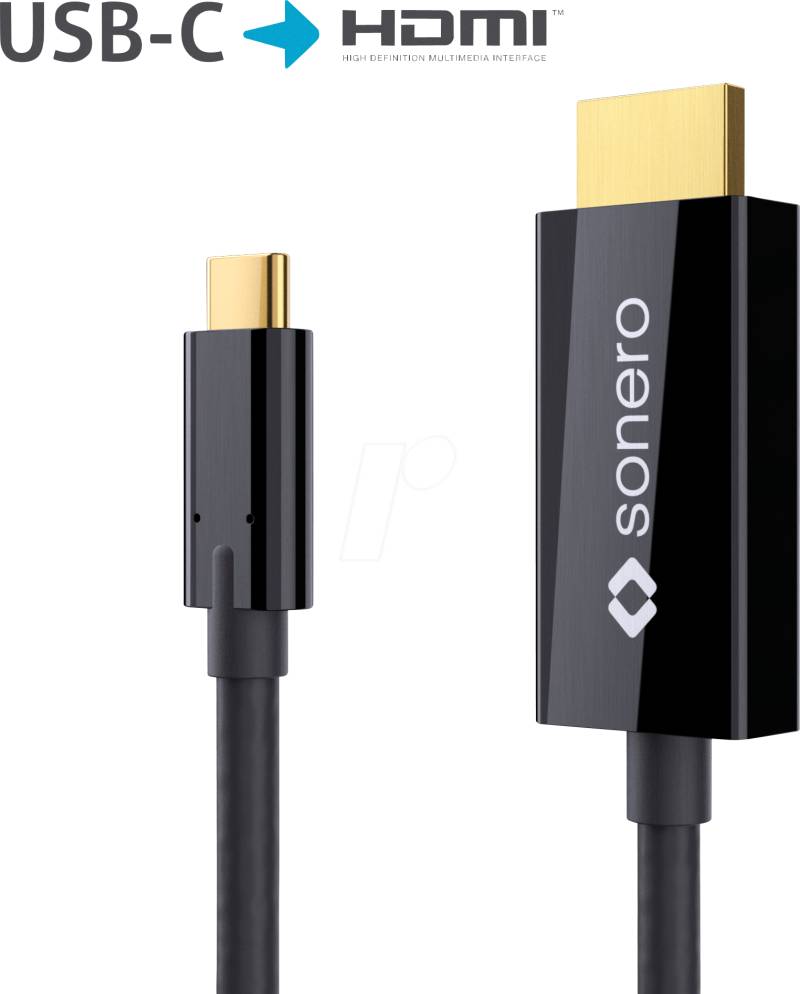 SON X-UCC010-020 - USB C Stecker auf HDMI Kabel, DP Mode, 4K60 , 2 m, schwarz von SONERO