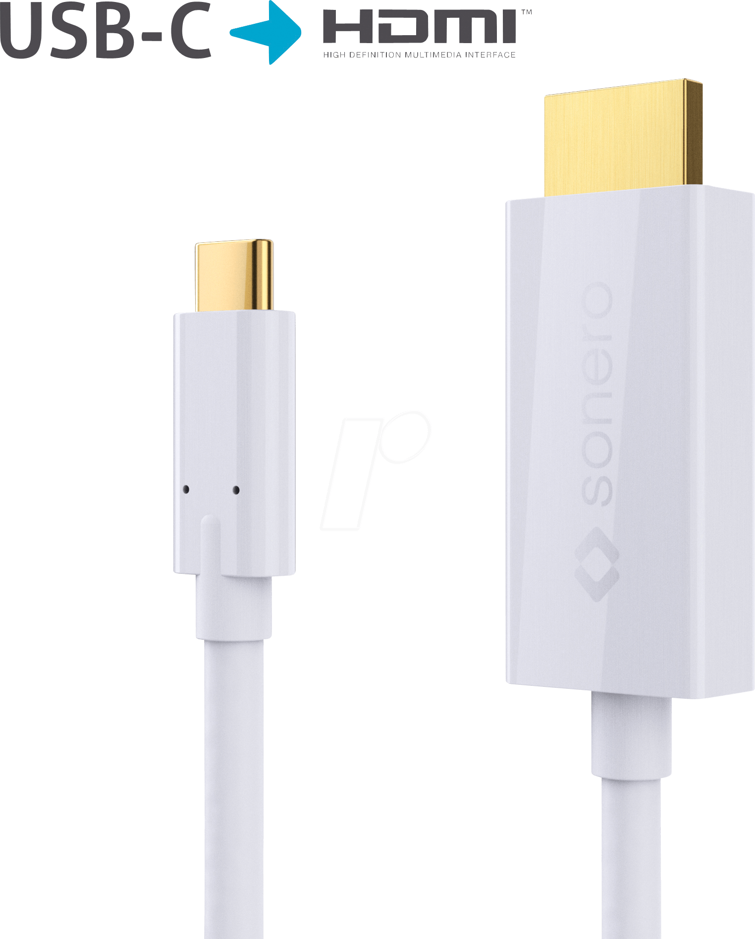 SON X-UCC011-010 - USB C Stecker auf HDMI Kabel, DP Mode, 4K60 , 1 m, weiß von SONERO