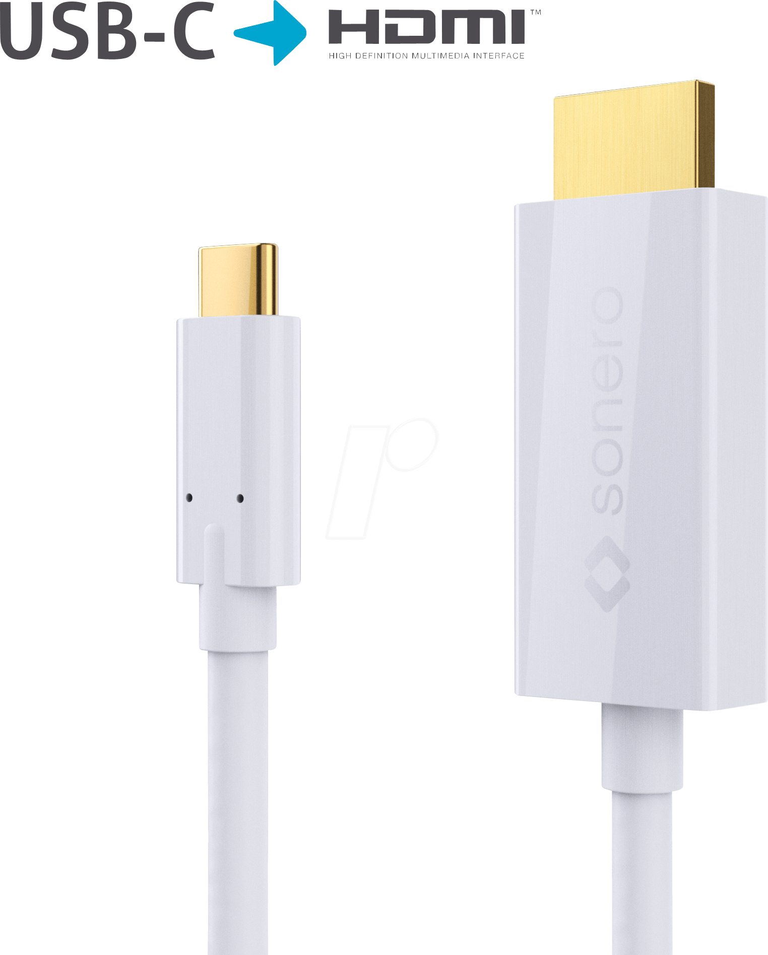 SON X-UCC011-020 - USB C Stecker auf HDMI Kabel, DP Mode, 4K60 , 2 m, weiß von SONERO