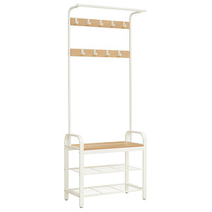 SONGMICS Garderobenbank mit Haken und Schuhrost HSR40W weiß Holz 72,0 cm SONGMICS Garderobenbank mit Haken und Schuhrost HSR40W weiß Holz 72,0 cm von SONGMICS