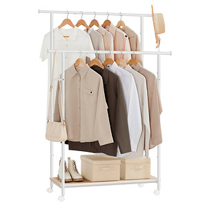 SONGMICS Rollgarderobe weiß Metall 98,5 x 156,8 cm von SONGMICS