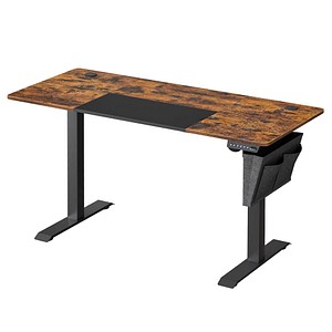 SONGMICS elektrisch höhenverstellbarer Schreibtisch braun rechteckig, C-Fuß-Gestell schwarz 140,0 x 60,0 cm von SONGMICS
