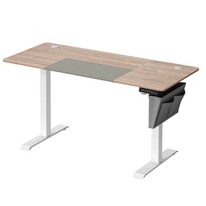 SONGMICS elektrisch höhenverstellbarer Schreibtisch greige rechteckig, C-Fuß-Gestell weiß 140,0 x 60,0 cm von SONGMICS