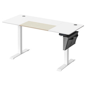 SONGMICS elektrisch höhenverstellbarer Schreibtisch weiß rechteckig, C-Fuß-Gestell weiß 140,0 x 60,0 cm von SONGMICS