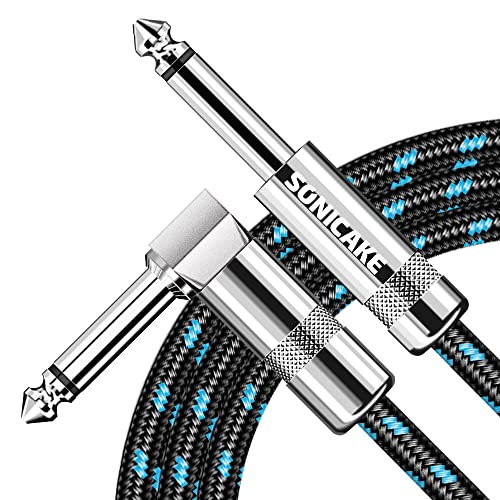 SONICAKE 3M Gitarren Instrumentenkabel 6.3mm Gitarrenkabel Lärmschutz mit Abgewinkelte Stecker und Standard Klinke Schwarz Blau SONICAKE 3M Gitarren Instrumentenkabel 6.3mm Gitarrenkabel Lärmschutz mit Abgewinkelte Stecker und Standard Klinke Schwarz Blau von SONICAKE