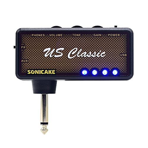 SONICAKE Mini Verstärker Gitarren Reverb Effekt AMP Kopfhörer Verstärker Pocket wiederaufladbar Kopfhörerverstärker US Classic von SONICAKE