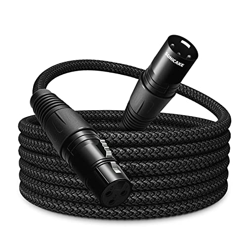SONICAKE XLR Mikrofonkabel Stecker auf Busche 3-polig Nylon geflochten XLR Kabel Schwarz (2M) von SONICAKE