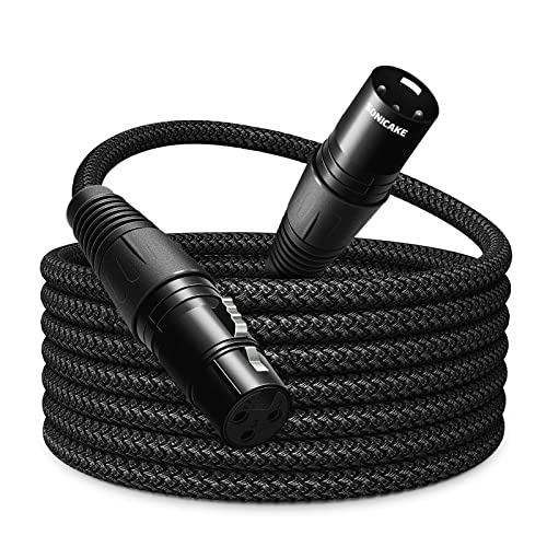 SONICAKE XLR Mikrofonkabel Stecker auf Busche 3-polig Nylon geflochten XLR Kabel Schwarz (3M) von SONICAKE