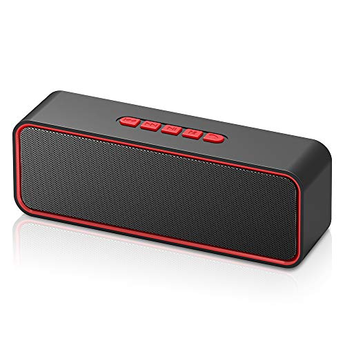 SONKIR Wireless Bluetooth Lautsprecher, Tragbarer Bluetooth 5.0 Lautsprecher mit Dual-Treiber Bass, 3D-Stereo, FM Radio, Freisprechfunktion, integriertem 1500-mAh-Akku, 12-Stunden-Spielzeit (Rot) von SONKIR