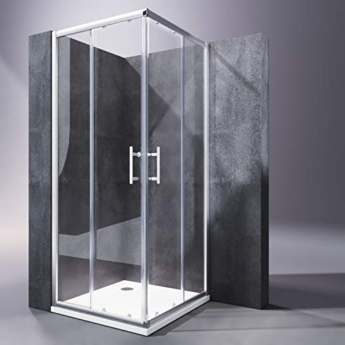 SONNI Duschkabine/Duschabtrennung 80x80cm Eckeinstieg mit Duschwanne Doppel Schiebetür Echtglas SONNI Duschkabine/Duschabtrennung 80x80cm Eckeinstieg mit Duschwanne Doppel Schiebetür Echtglas von SONNI