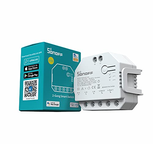 SONOFF DUALR3 Lite Smart Wlan Schalter,2Wege 2Gang Schalter Fernbedienung Licht, Fensterläden, Rollläden ; Alexa/Google Home/Siri Supported von SONOFF