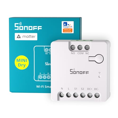 SONOFF MINI-D Smart Switch | 2.4G WiFi | 8W Trockenkontakt | Matter-Protokoll kompatibel mit Alexa, Google Home, Home Assistant | Geeignet für Garagentore, Heizkessel, Zugangssysteme und mehr. von SONOFF