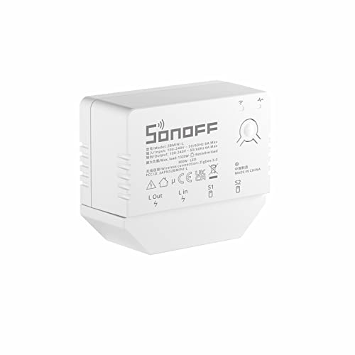 SONOFF Smart Zigbee Schalter,ZBMINI-L Zigbee 3.0 Schält Aktor,Kein Neutralleiter Erforderlich,Smart Home Light Switch Kompatibel mit Alexa,Google Home,SONOFF ZBBridge/ZBdongle-P/SmartThings Hub von SONOFF