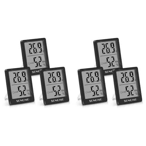 SONOMO Thermo-Hygrometer, 3er Set Hygrometer Innen Thermometer Digital Raumthermometer Luftfeuchtigkeitsmessgerät für Innenraum, Wohnzimmer, Babyraum, Büro (Schwarz) (Packung mit 2) von SONOMO