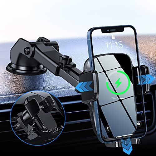 Handyhalterung Auto mit Ladefunktion, SONRU 15W Qi Fast Wireless Charger Induktive KfZ Ladestation Kabellosen Autoladehalterung mit Saugnapf für iPhone Samsung LG 4,5"-6,7" Qi-fähige Telefone von SONRU