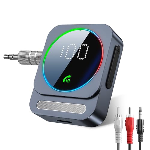SONRU Aux Bluetooth Adapter Auto, Bluetooth 5.3 Empfänger für Stereoanlage, Bluetooth Audio Adapter mit AUX 3,5mm/RCA Audiokabel für Autoradio Home Stereoanlage Kabelgebundener Kopfhörer von SONRU