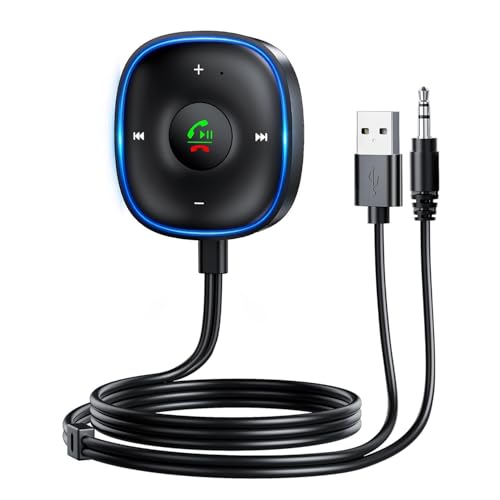 SONRU Aux Bluetooth Adapter Auto, [Plug & Play] KFZ Bluetooth 5.3 Empfänger Klinke Aux 3.5mm, Bluetooth Adapter für Freisprechanruf und Wireless Musik kompatibel mit Heim-Stereo, Auto Stereoanlage von SONRU