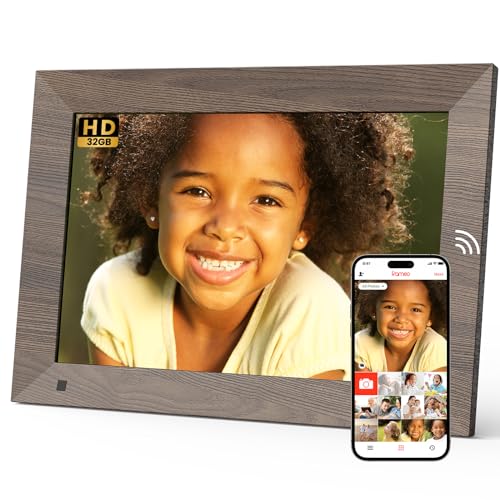 Digitaler Bilderrahmen 10.1 Zoll WLAN mit 32GB Speicher 1280 * 800 IPS HD Touchscreen mit Bewegungssensor SONVGOO Automatische Drehung, Teilen von Fotos oder Videos überall über Frameo App von SONVGOO