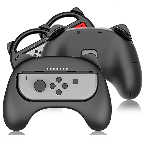 8in1 Switch Joycon Zubehör Set mit 4 Joystick Kappen Thumb Grip für Switch Griff Switch Halter Schutz Hülle für Switch Spiele Rennspiele von SONVIEE