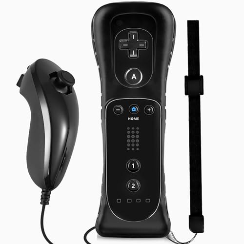 SONVIEE Wii Remote Controller und Nunchuck Joystick Ersatz Fernbedienung für Wii mit Silikonhülle und Handgelenkschlaufe Kompatibel mit Wii, Ohne Motion Plus von SONVIEE