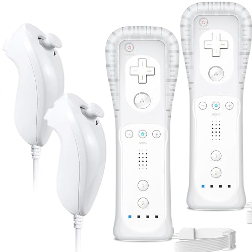 SONVIEE Wii Remote Controller und Nunchuck Joystick Ersatz Fernbedienung für Wii mit Silikonhülle und Handgelenkschlaufe Kompatibel mit Wii/Wii U, Ohne Motion Plus von SONVIEE