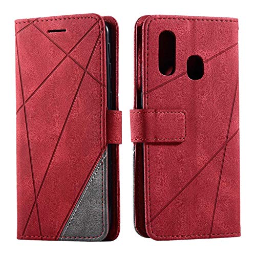 Hülle für Samsung Galaxy A40, SONWO Premium Leder PU Handyhülle Flip Case Wallet Silikon Bumper Schutzhülle Klapphülle für Galaxy A40, Rot von SONWO