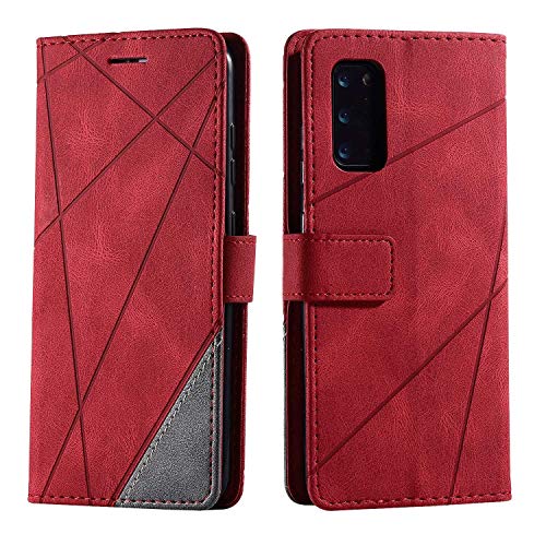 Hülle für Samsung Galaxy S20, SONWO Premium Leder PU Handyhülle Flip Case Wallet Silikon Bumper Schutzhülle Klapphülle für Galaxy S20, Rot von SONWO
