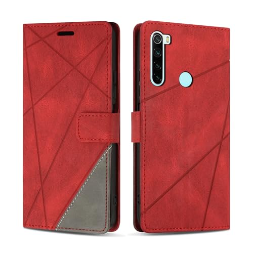 SONWO Handyhülle für Redmi Note 8T Hülle, Premium PU Leder Handyhülle Wallet Silikon Schutzhülle Klapphülle für Redmi Note 8T, Rot von SONWO