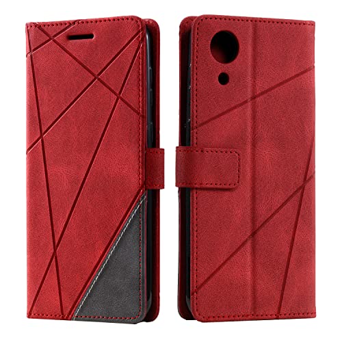 SONWO Hülle für Galaxy A03 Core, Premium Leder PU Handyhülle Flip Case Wallet Silikon Bumper Schutzhülle Klapphülle für Galaxy A03 Core, Rot von SONWO