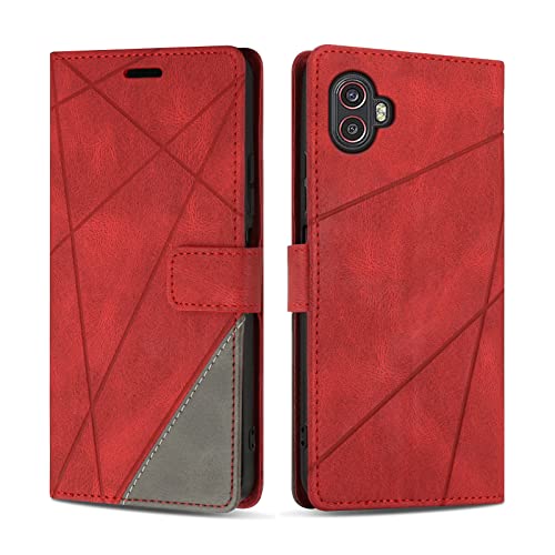SONWO Hülle für Galaxy Xcover 6 Pro, Premium PU Leder Handyhülle Flip Case Wallet Silikon Schutzhülle Klapphülle für Galaxy Xcover 6 Pro, Rot von SONWO