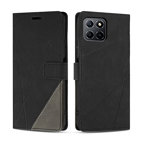 SONWO Hülle für Honor X8 5G, Premium PU Leder Handyhülle Flip Case Wallet Silikon Schutzhülle Klapphülle für Honor X8 5G, Schwarz von SONWO