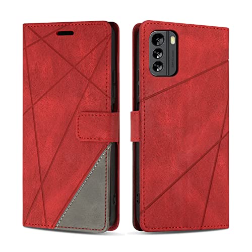 SONWO Hülle für Nokia G60 5G, Premium PU Leder Handyhülle Flip Case Wallet Silikon Schutzhülle Klapphülle für Nokia G60 5G, Rot von SONWO