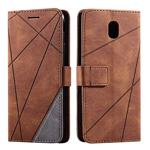 SONWO Hülle für Samsung Galaxy J5 2017, Premium Leder PU Handyhülle Flip Case Wallet Silikon Bumper Schutzhülle Klapphülle für Galaxy J5 2017, Braun von SONWO